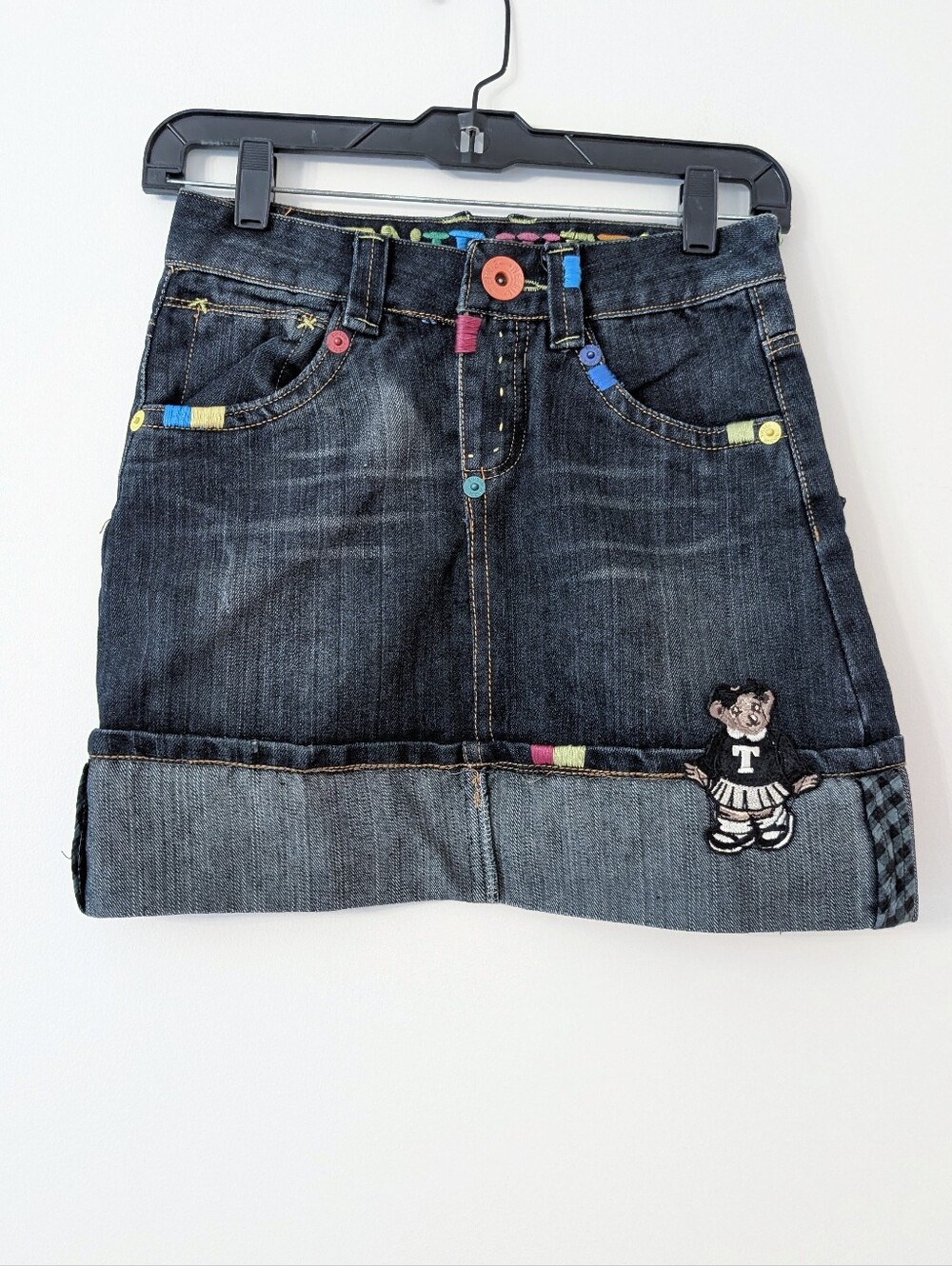 Teenie Weenie Korean y2k embroidered teddy mini denim skirt